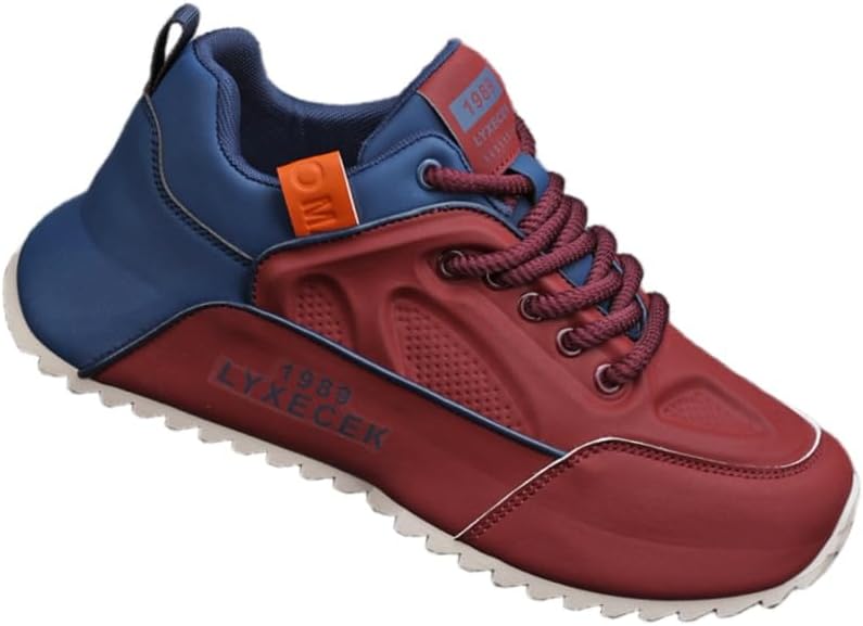 

Мужские спортивные повседневные кроссовки большого размера на толстой подошве. Кожаная поверхность. Резиновая подошва. Противоскользящие и прочные. Модные и универсальные Fmshi, красный/синий