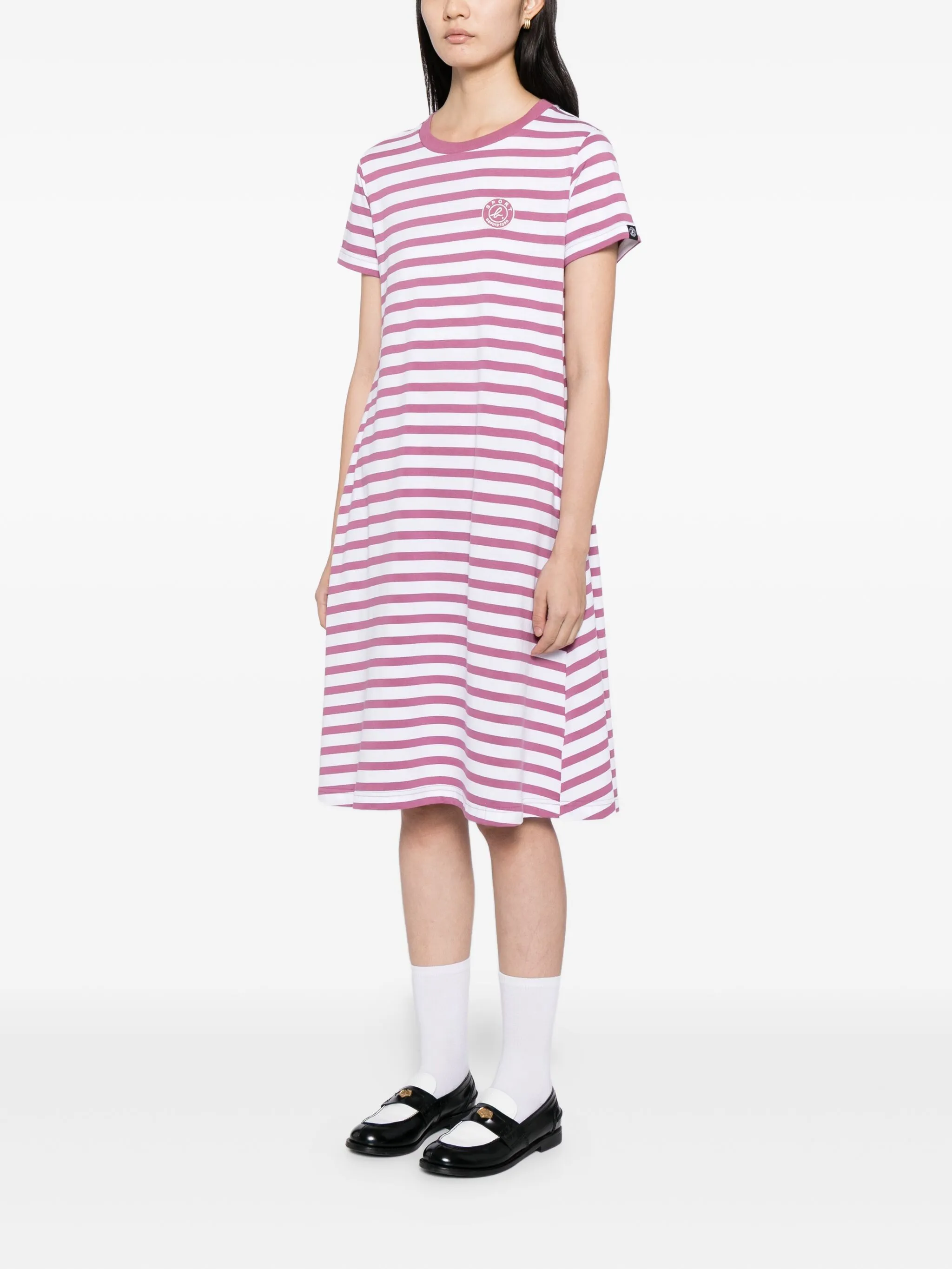 

Полосатое платье с логотипом Sport B. By Agnès B., розовый