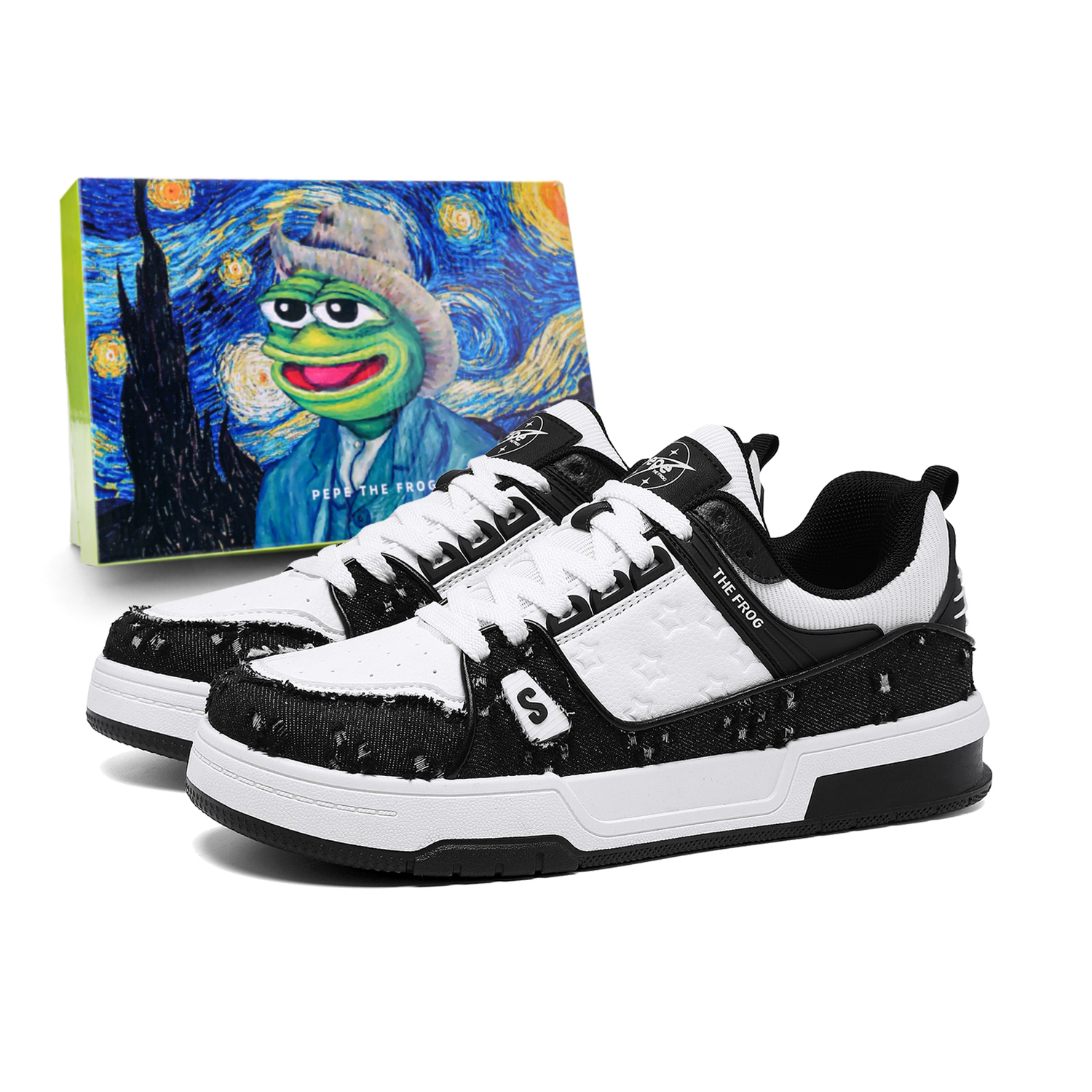 Pepe The Frog Низкие скейтерские кроссовки мужские деним синие, цвет Denim Blue — фото 2