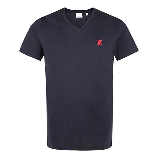 

Футболка men's pattern v neck cotton short sleeve dark blue Burberry, синий