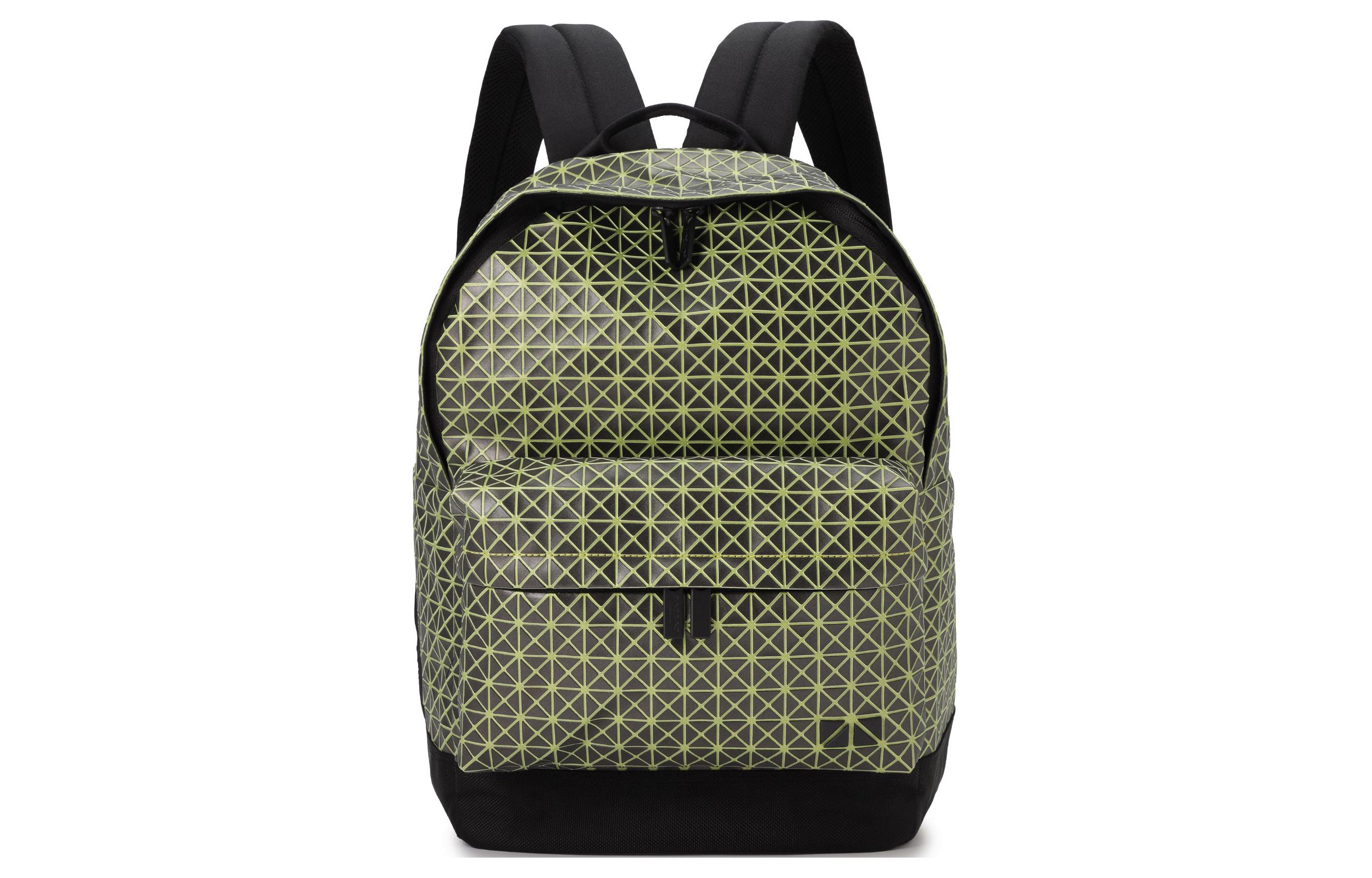 

ISSEY MIYAKE Хлопковая женская сумка-рюкзак с кожаной спинкой черно-зеленая