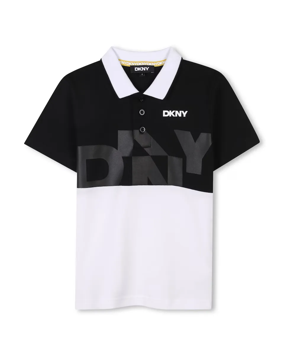 

Рубашка поло с короткими рукавами для мальчиков черного цвета DKNY, чёрный