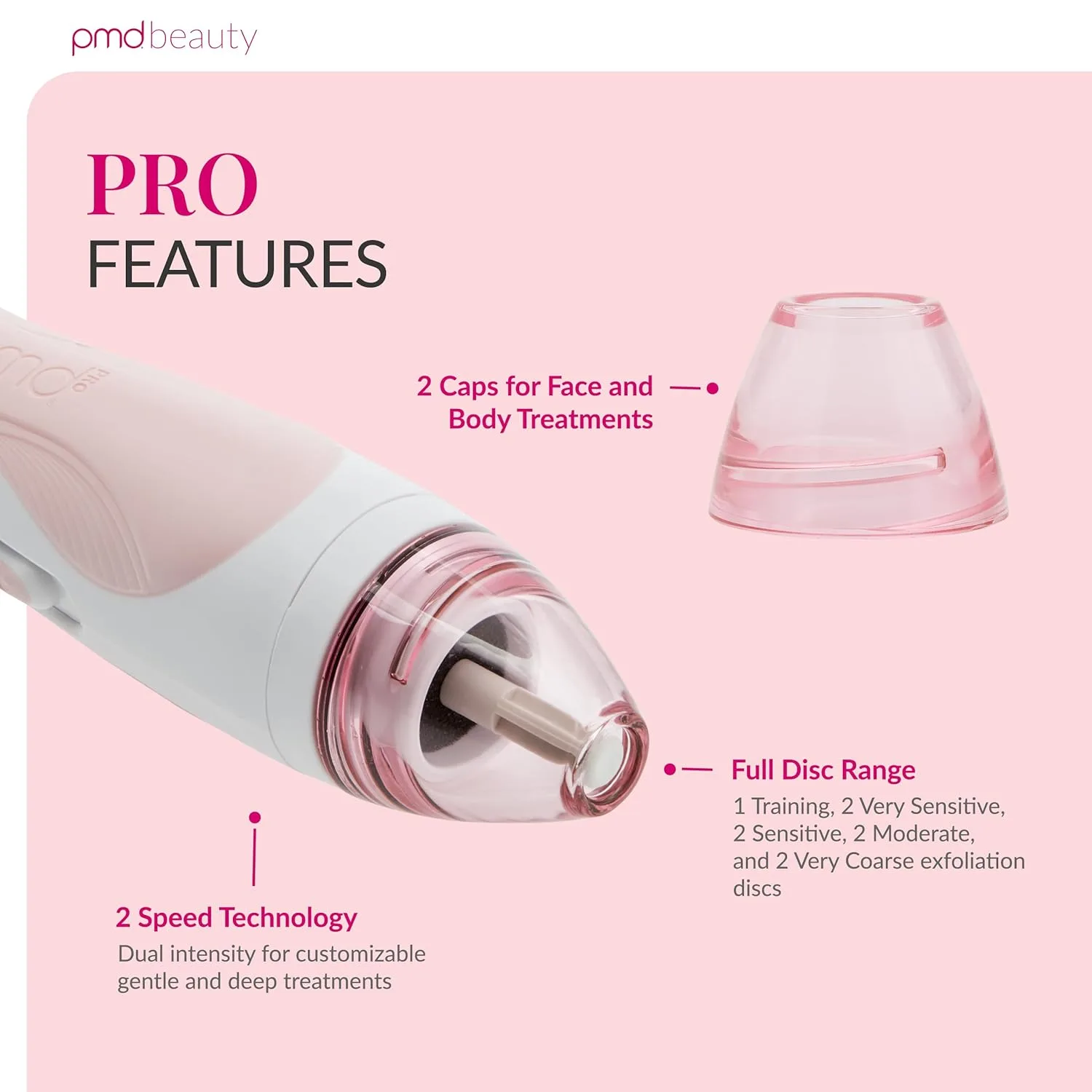 PMD Beauty Personal Microderm Pro - Инструмент для микродермабразии для домашнего использования, отшелушивающий скраб для лица и тела., Blush — фото 3