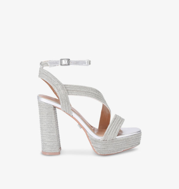 Босоножки Gala на плетеной платформе, украшенные драгоценными камнями Carvela, серебряный
