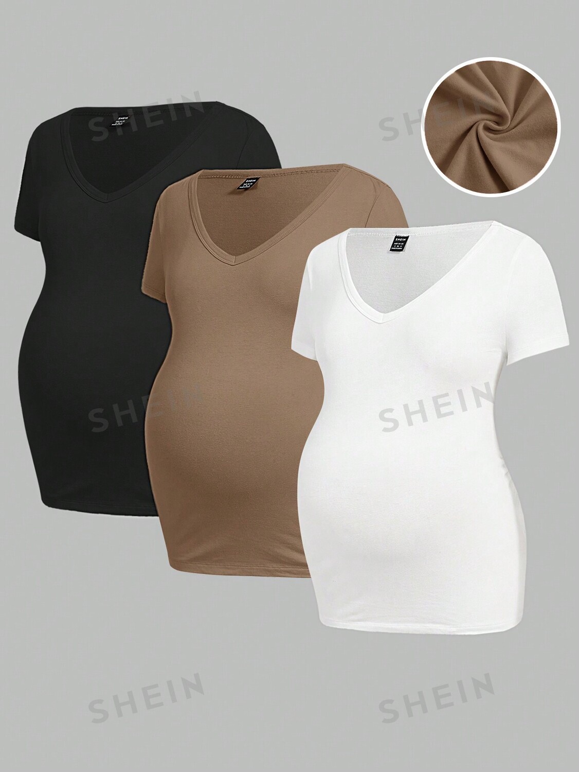 

Футболка для беременных Shein с v-образным вырезом, хаки