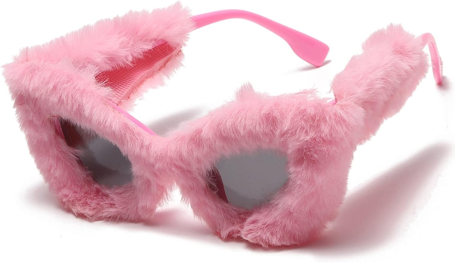 

LASPOR Женские плюшевые пушистые солнцезащитные очки «кошачий глаз» в стиле панк, мягкие бархатные очки, защита от УФ-излучения UV400, ручная работа, очки для вечеринок, Pink