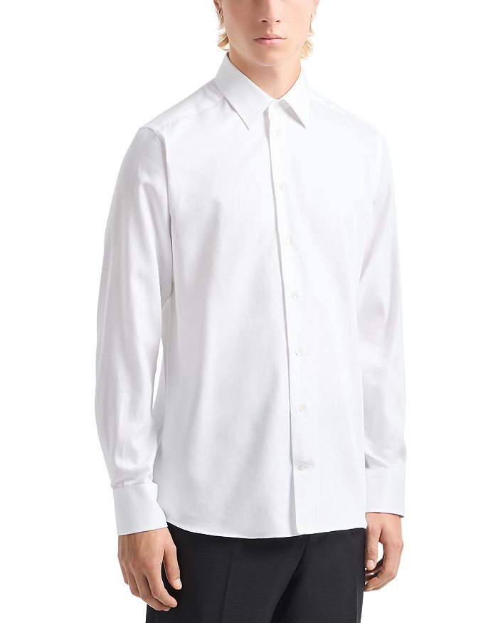 

Рубашка New York Fit с микро-шевронным узором Emporio Armani, белый