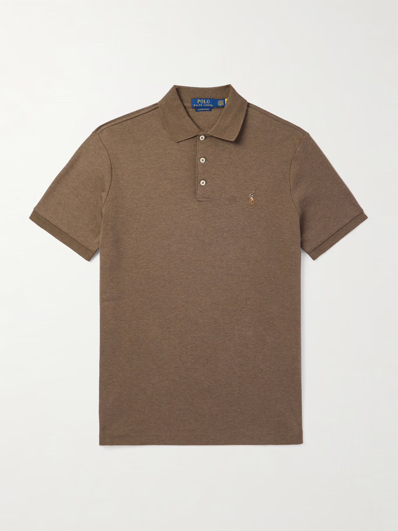

Рубашка-поло из хлопкового джерси с вышитым логотипом POLO RALPH LAUREN, коричневый