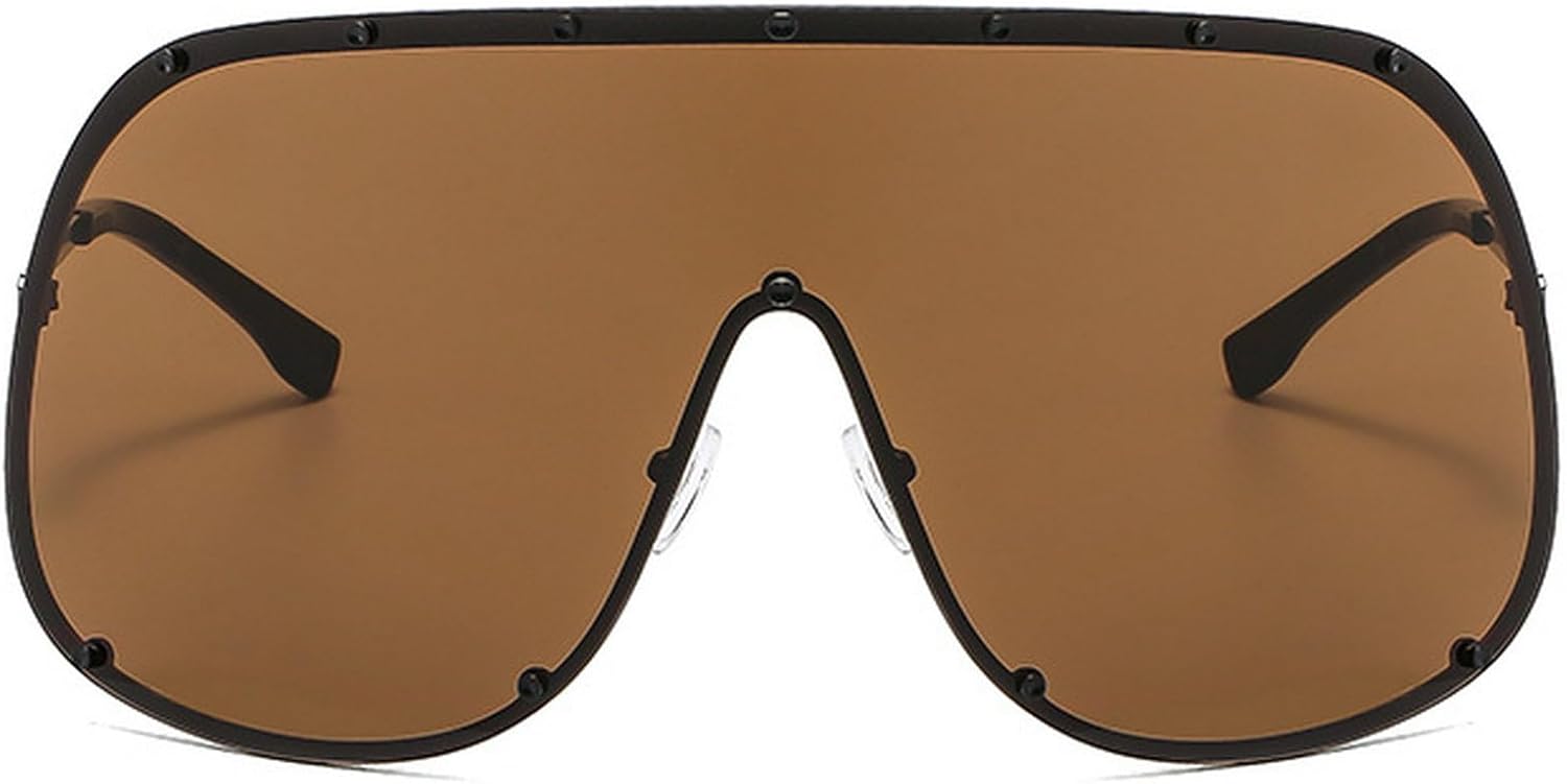 

Модные солнцезащитные очки большого размера класса люкс для женщин и мужчин, современная цельная оправа, солнцезащитные очки с защитой от УФ-излучения UV400 mincl, Brown