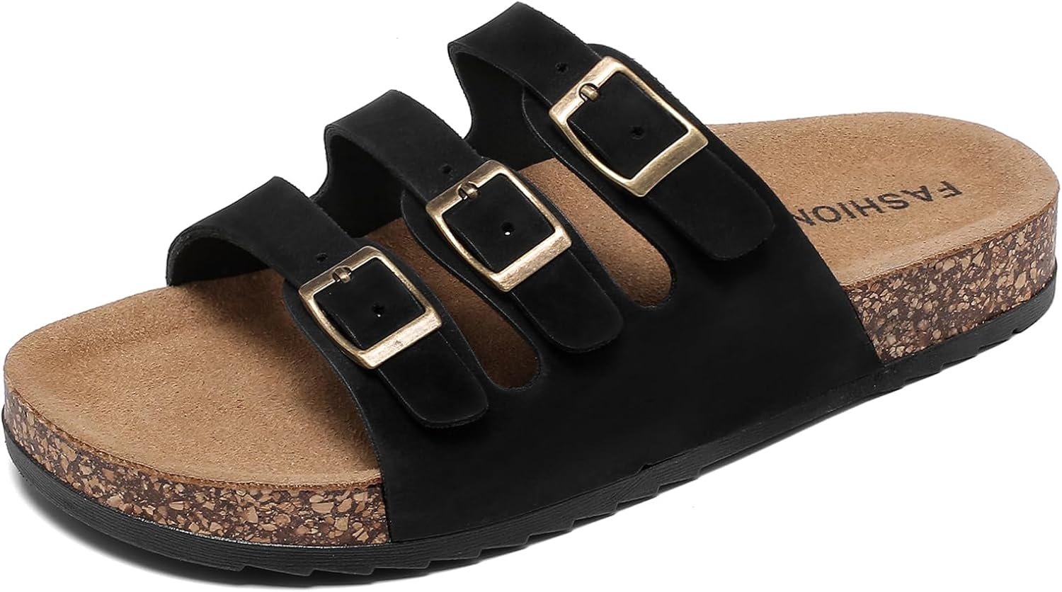 

Женские сандалии с пробковой стелькой, мужские слайдовые шлепанцы с открытым носком и регулируемой пряжкой, удобные тапочки для лета Ddxyyds, черный