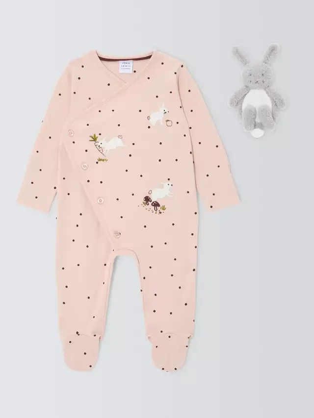 Комплект из мягкой игрушки-зайчика и пижамы, розовый John Lewis
