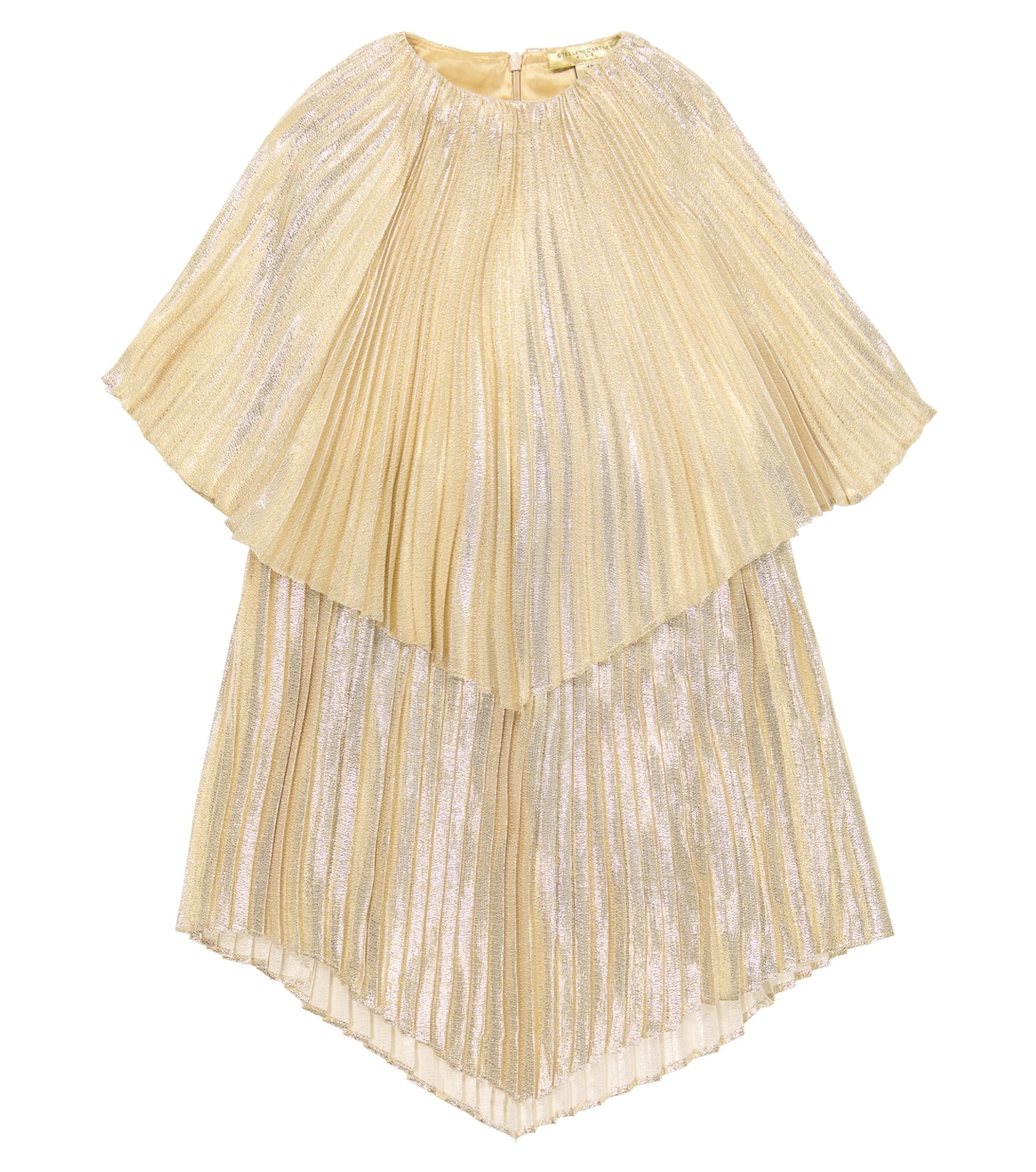 

Мини-платье из плиссированного смесового шелка ламе Stella McCartney Kids, золотой