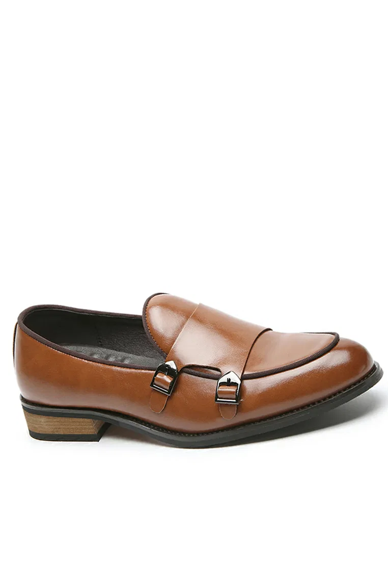 Туфли-лоферы, двойная пряжка, искусственная кожа, MC22023 Twenty Eight Shoes, коричневый