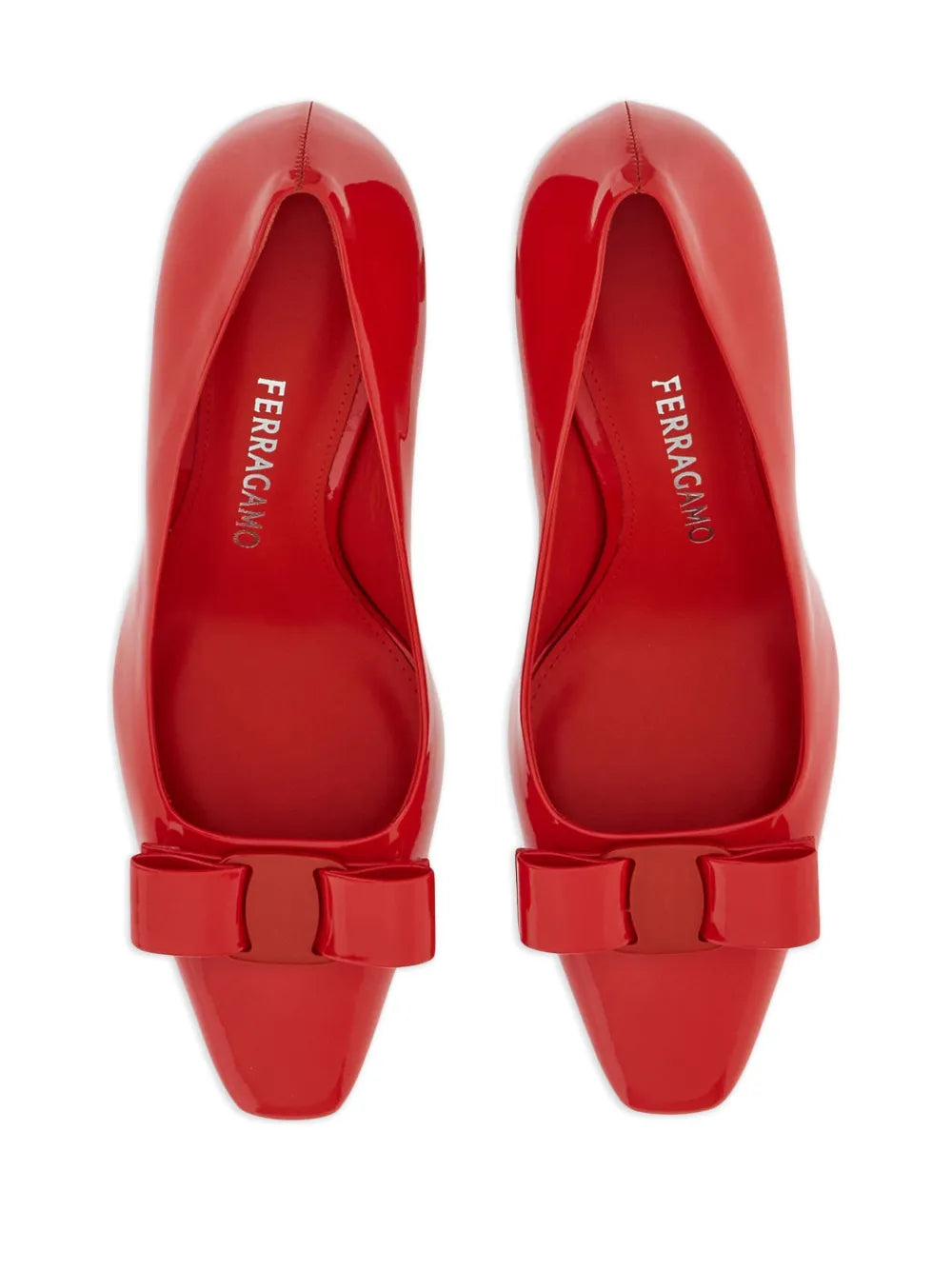 Туфли-лодочки Ferragamo Vara Bow из лаковой кожи на каблуке 85 мм Salvatore Ferragamo, красный — фото 4