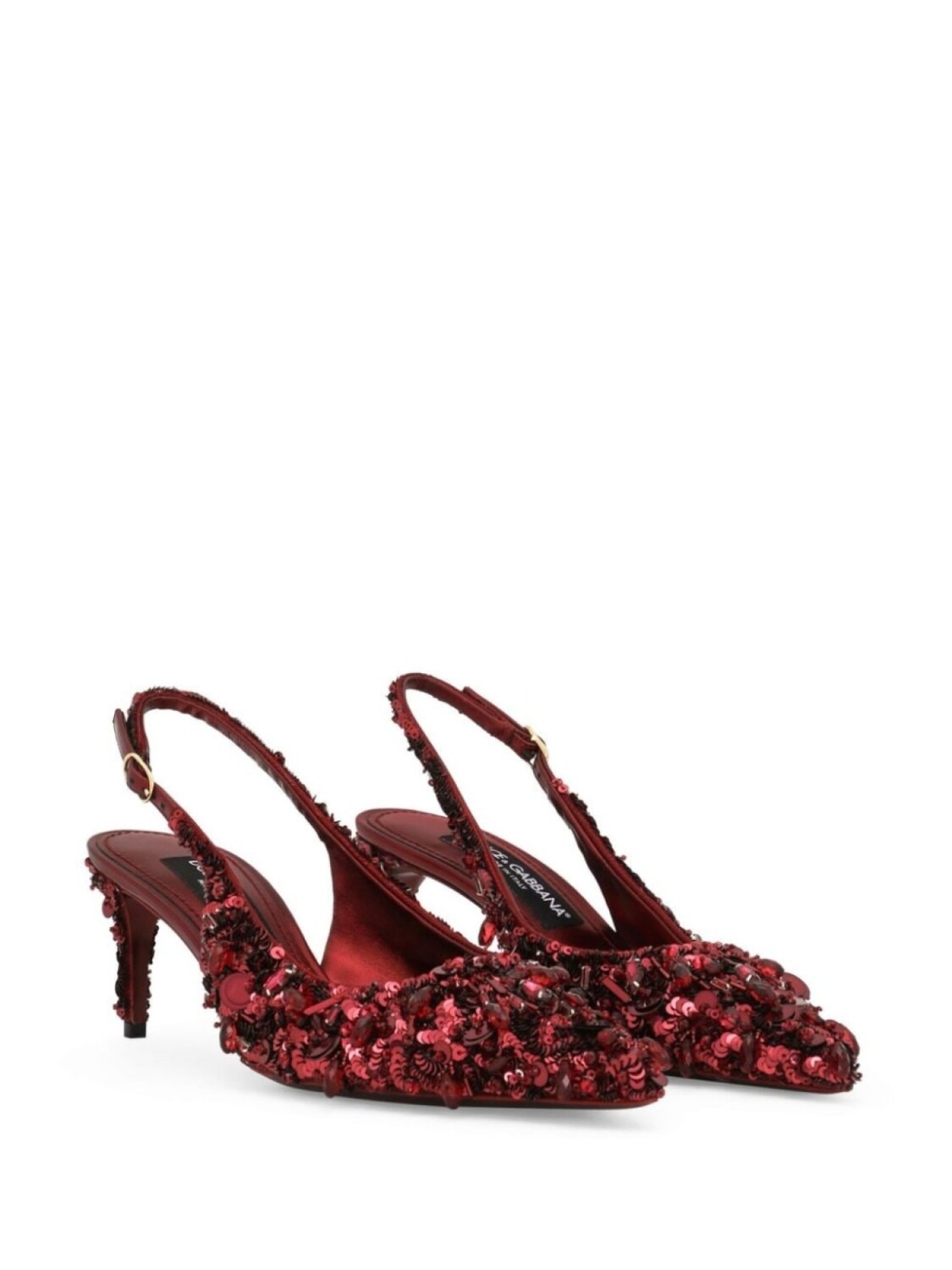 Dolce & Gabbana туфли с ремешком на пятке и кристаллами, красный — фото 2