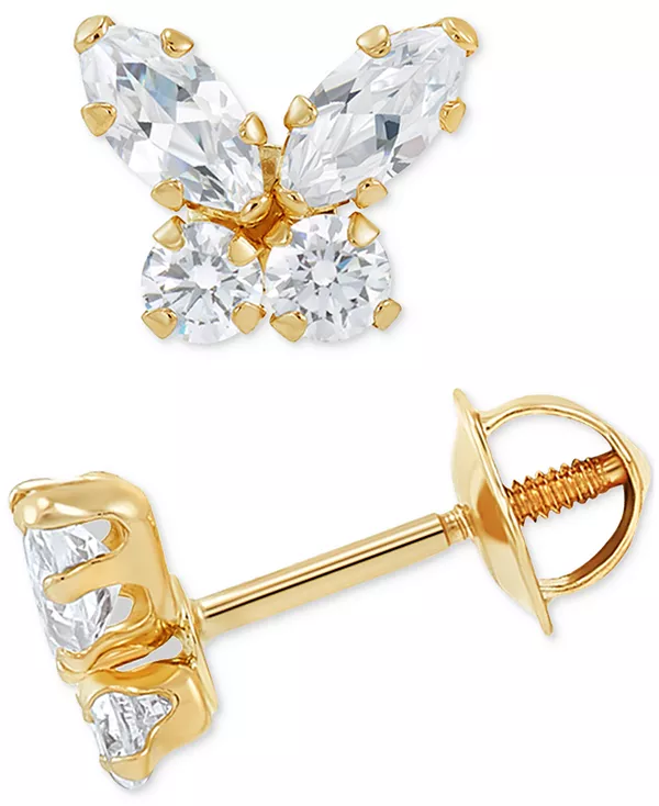 

Детские серьги-гвоздики в форме бабочки с кубическим цирконием из 14-каратного золота Macy'S, gold
