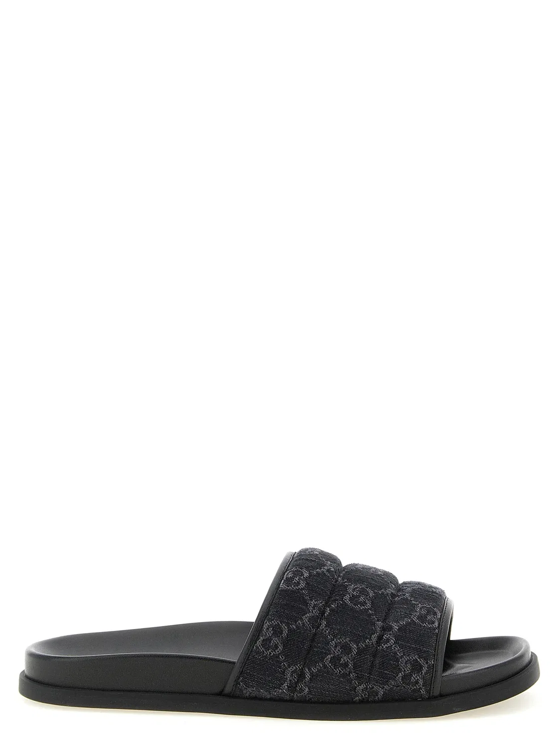 Кожаные шлепанцы GG GUCCI, черный