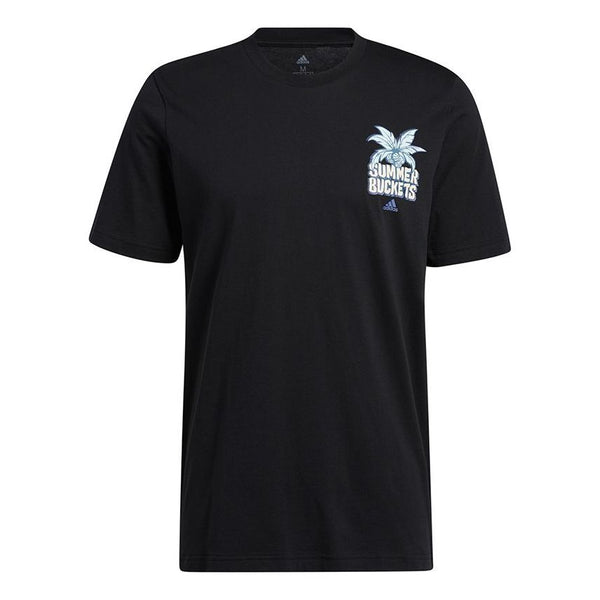 

Футболка summer bck printing basketball sports short sleeve black Adidas, черный