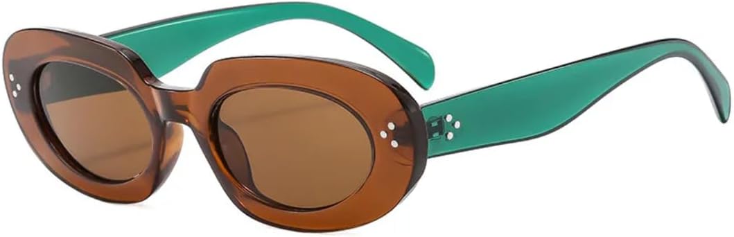 

Солнцезащитные очки с защитой UV400 | Rivets, маленькие овальные, в стиле панк | для женщин и мужчин, для занятий спортом на открытом воздухе и вождения DSVIGF, Clear Tea Green