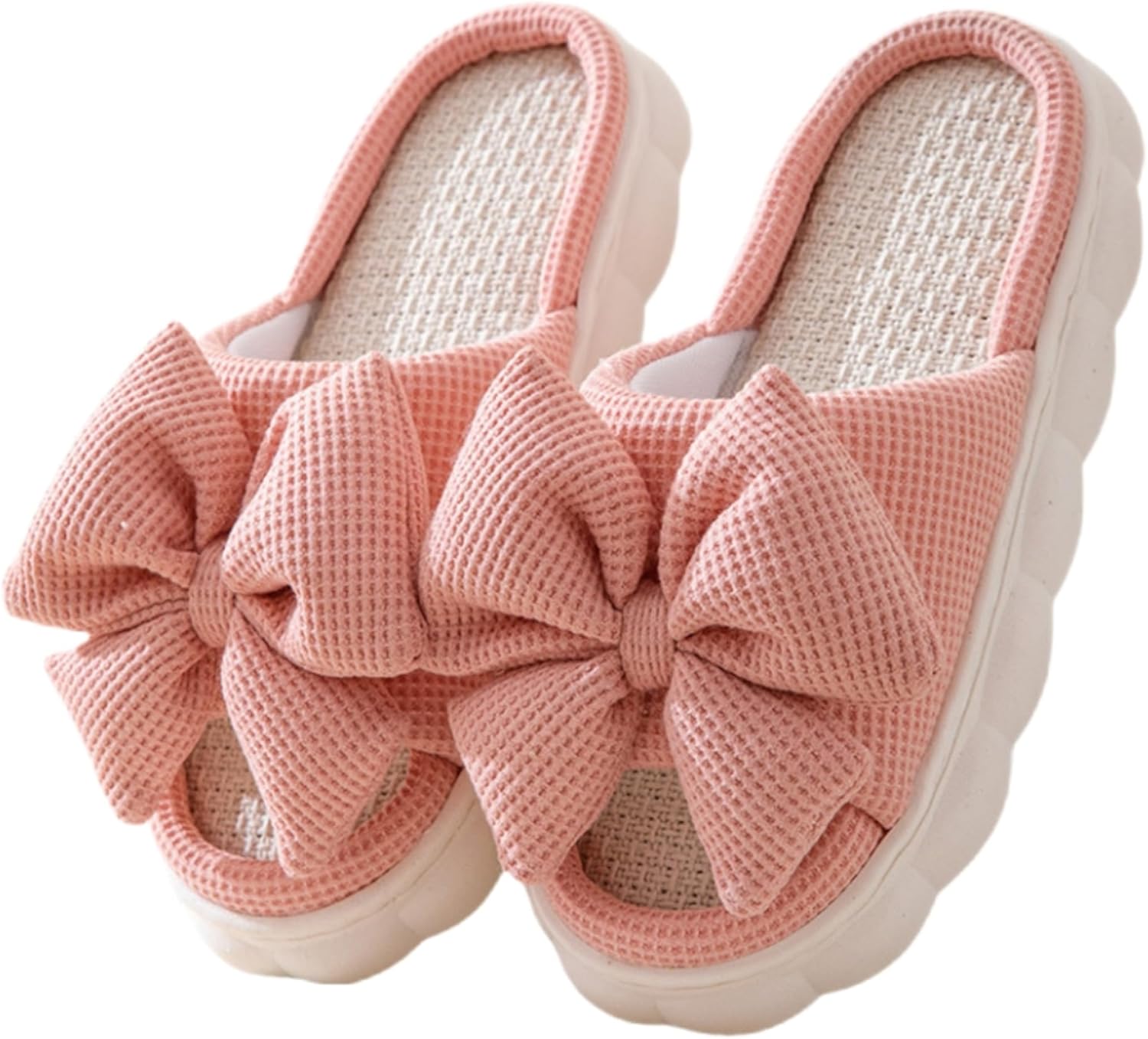 

Домашние тапочки с бабочками из хлопка и льна. Сезонные тапочки для мужчин и женщин. Тапочки из хлопка и льна Lryaoan, розовый