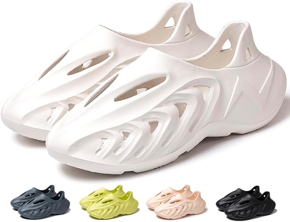 

Vioxthak Повседневные спортивные кроссовки Foam Runner с открытым носком, шлепанцы Cloud Slides, обувь для ходьбы, кроссовки Foam Runners, кроссовки для воды, мягкие пляжные сандалии для женщин и мужчин, белый