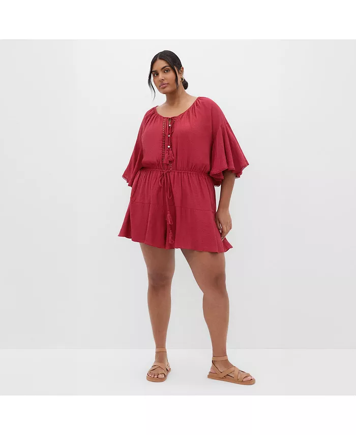 

Комбинезон Harlow Lace Plus Size CITY CHIC, красный