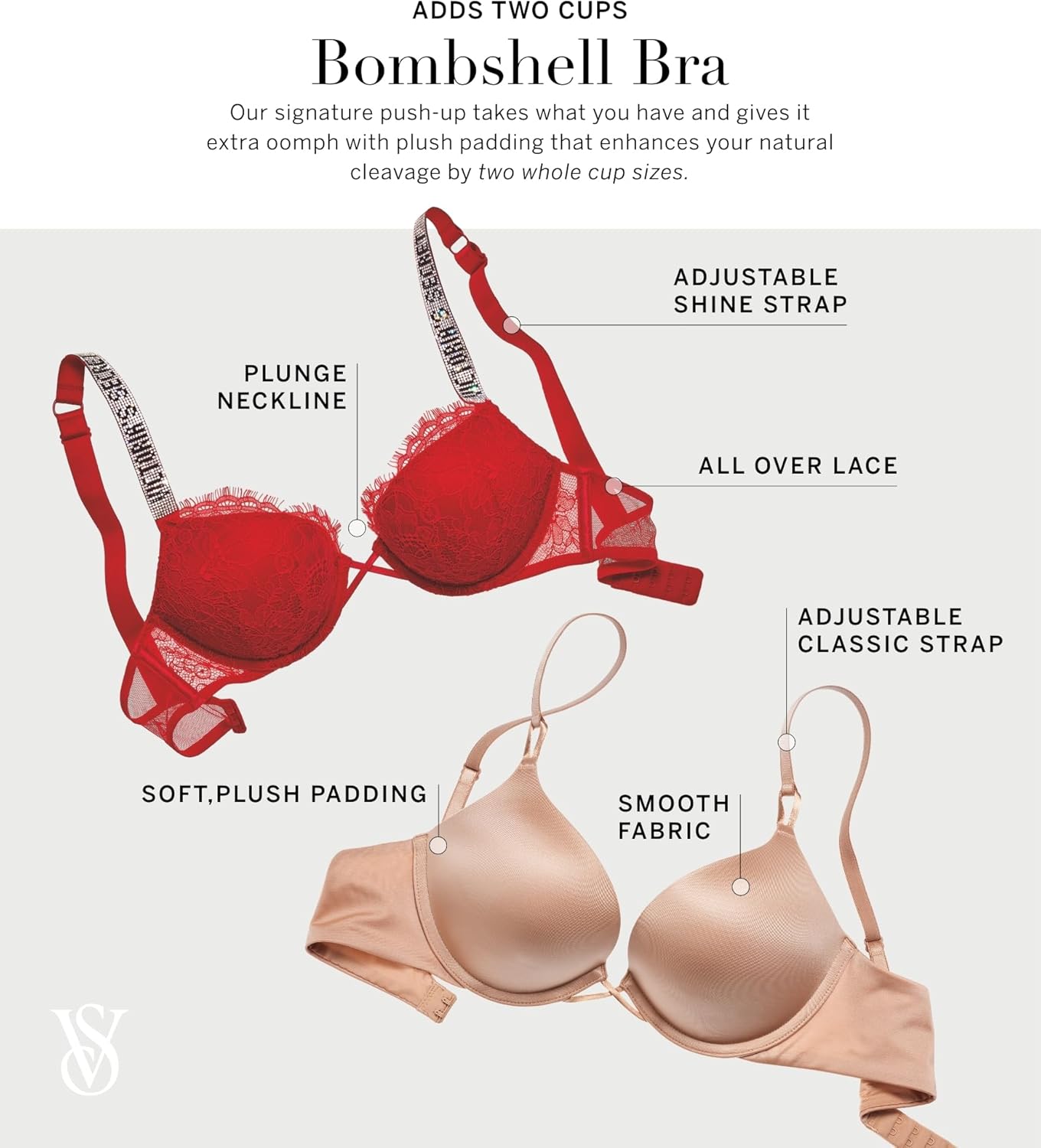 Бюстгальтер Victoria's Secret Very Sexy Bombshell Adds-2-Cups Push Up, красный — фото 4