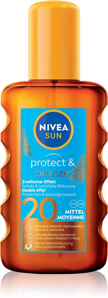 

Солнцезащитное и бронзирующее сухое масло для загара SPF 20+ Nivea, 200 мл