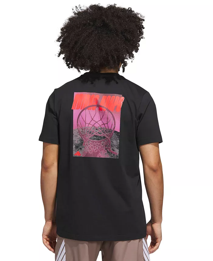 

Мужская футболка с принтом Hoops Adidas, черный