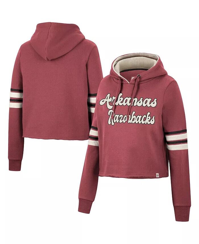 

Женский укороченный пуловер с капюшоном в стиле ретро Cardinal Arkansas Razorbacks Colosseum