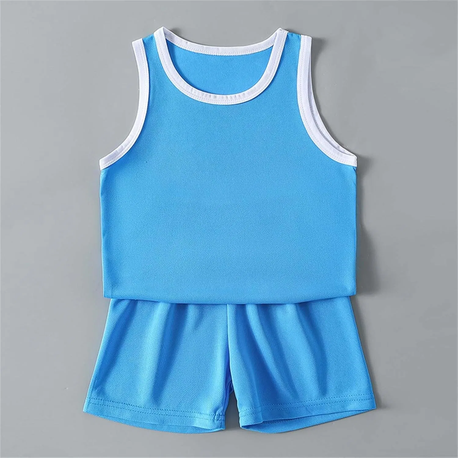 Детский спортивный костюм из футболки без рукавов и шорт, AOREUGL, A01-blue — фото 2