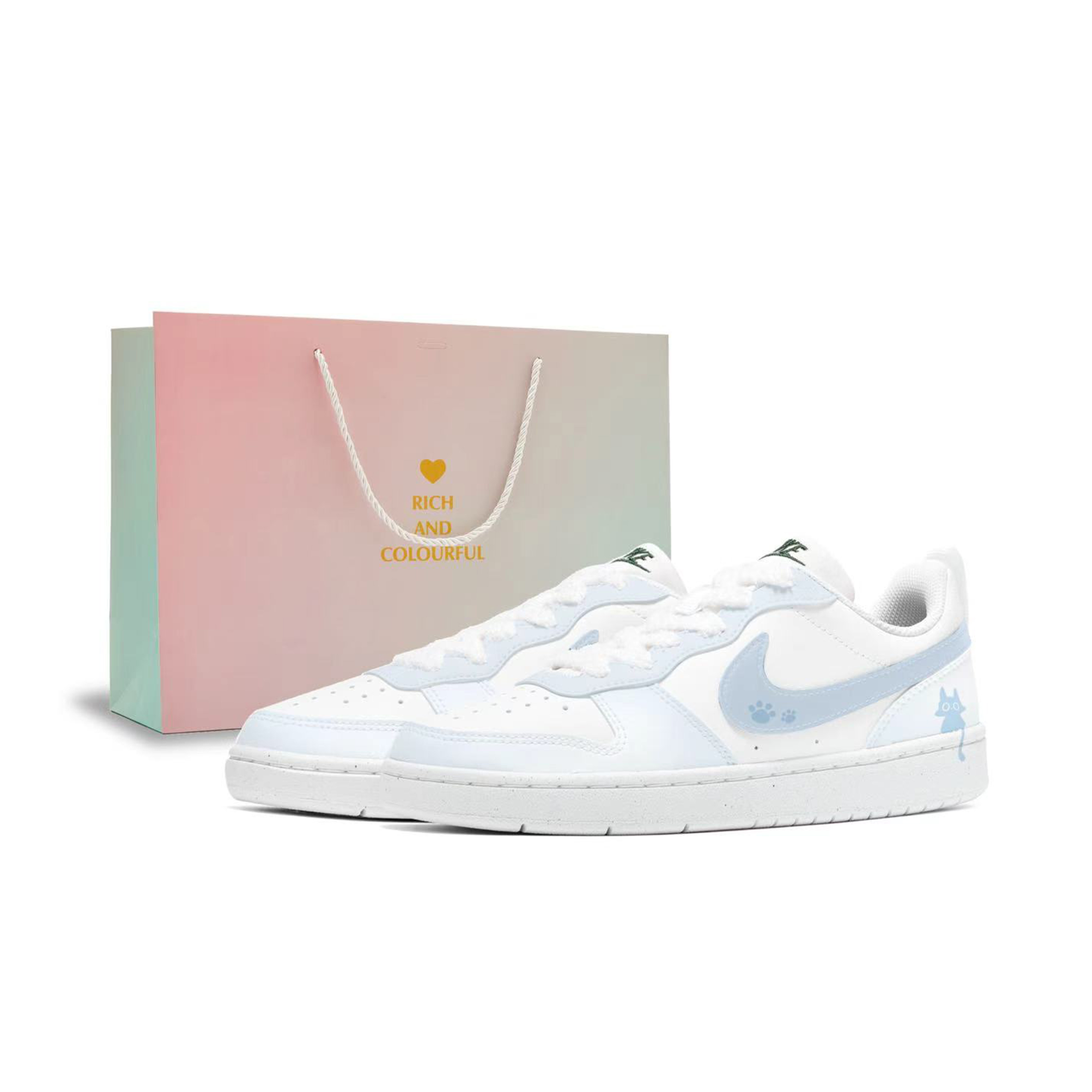 

Nike Кроссовки для скейтбординга Court Borough с устойчивой к истиранию амортизацией и дышащим верхом, низкие, сине-белые, для детей и подростков