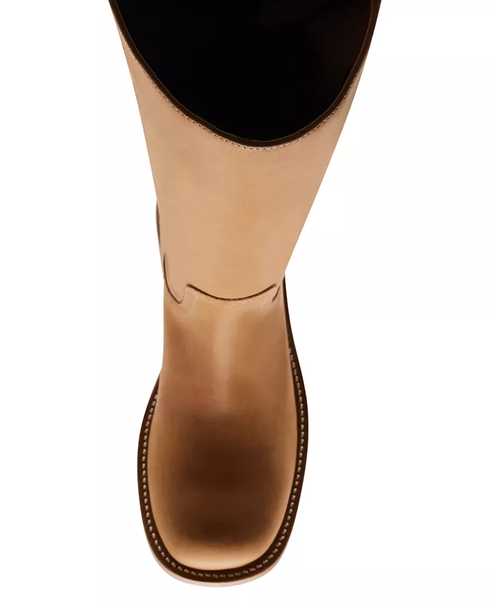 Женские ботинки Steve Madden Riggs с квадратным носком кожаные, светло-коричневый — фото 4