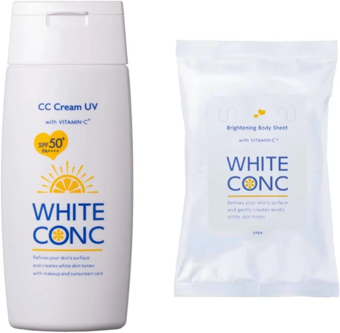Набор для ухода за кожей: солнцезащитный CC-крем White Conch SPF 50+ PA++++ 75 мл и осветляющие салфетки для тела 18 шт, аромат грейпфрута