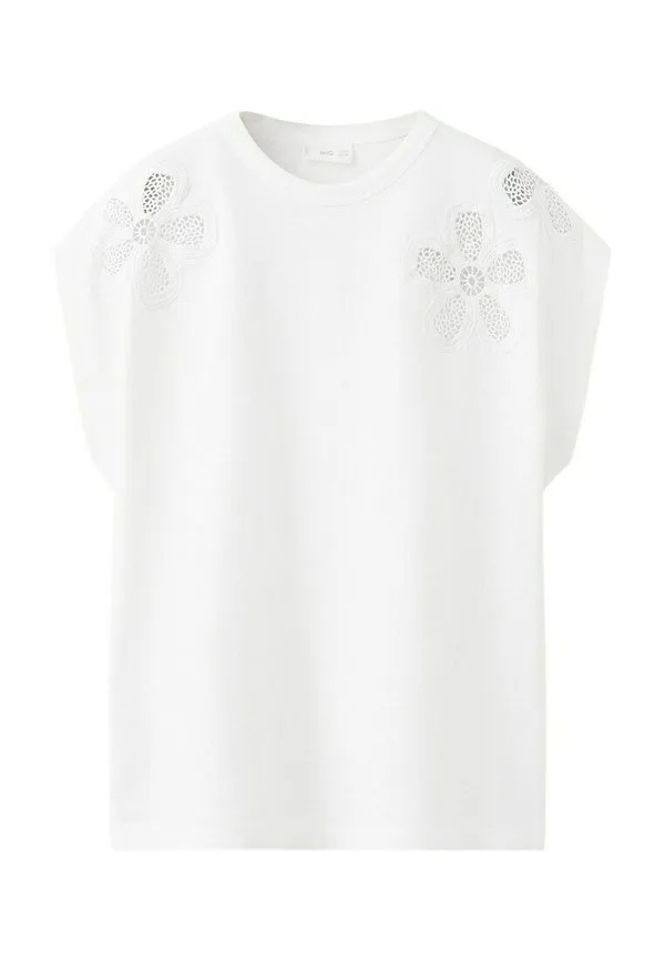 Футболка с детским принтом Mango Kids, Off White
