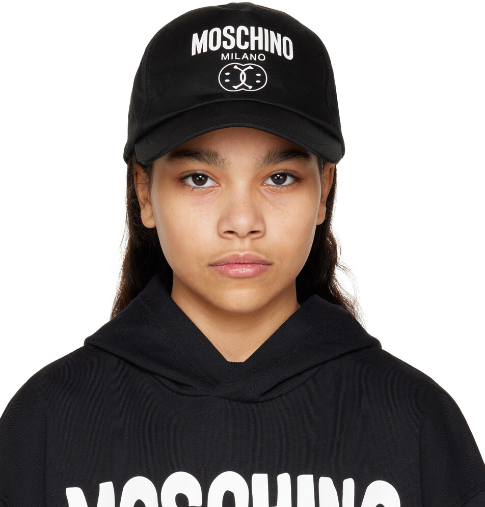 

Moschino Kids Черная кепка с двойным смайликом, Черный, Moschino Kids Черная кепка с двойным смайликом