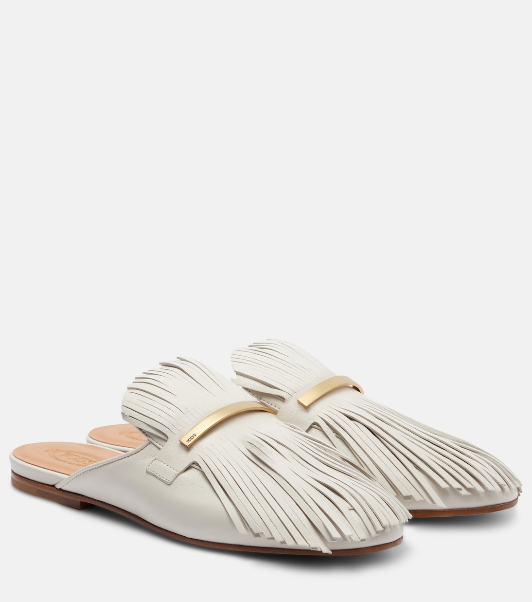 Кожаные мюли с бахромой Tod's, Bianco Calce