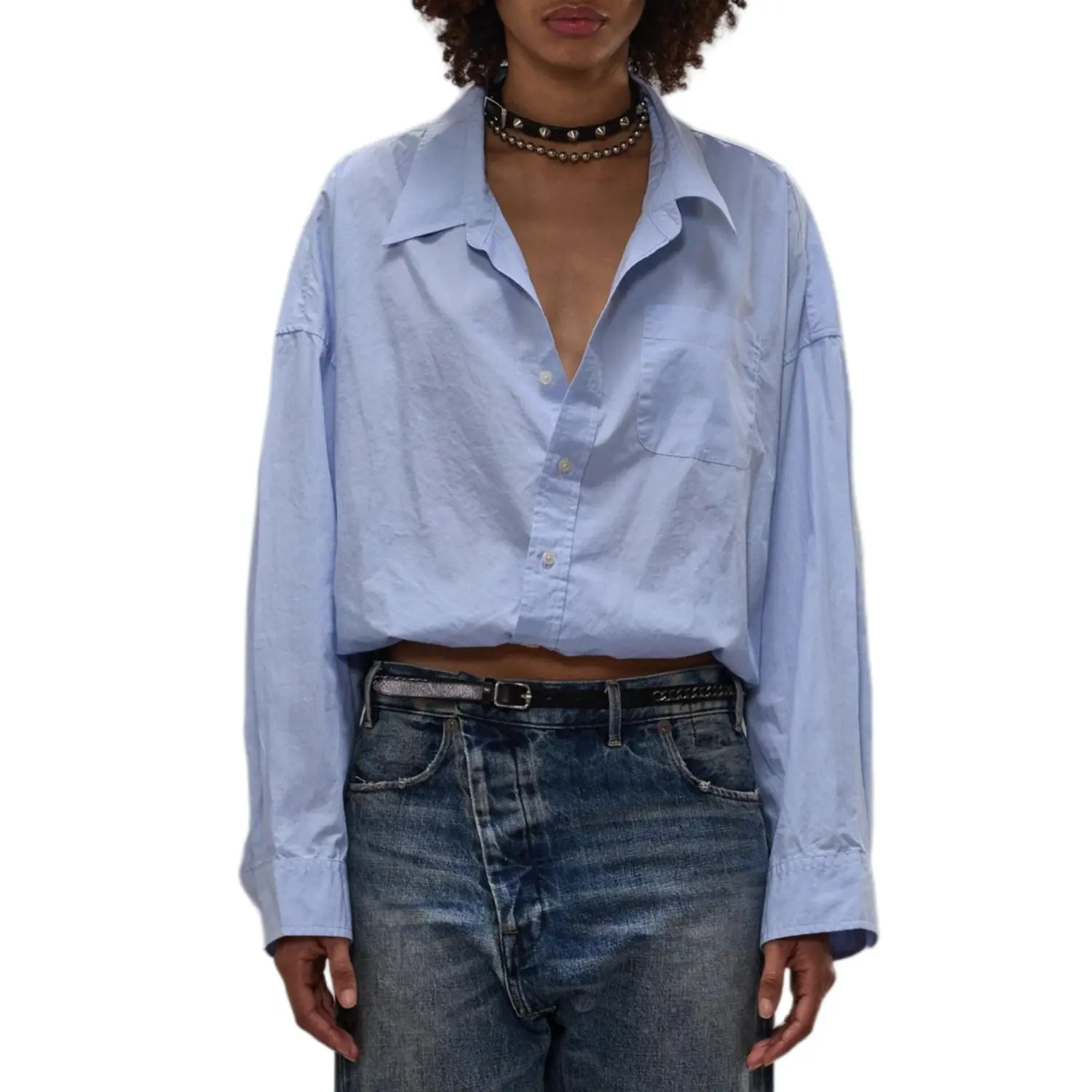 

Блузка с эластичным подолом R13, светло-голубой