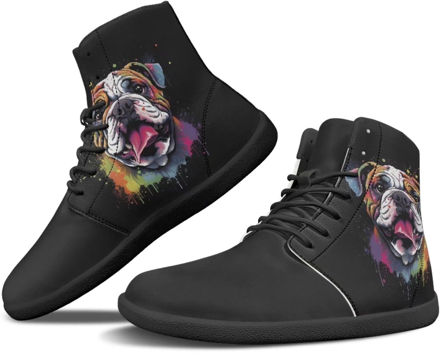 

Мужские обувь Binienty Barefoot с широкой пяткой, высокие кеды с ПУ, минималистичные кроссовки с нулевым перепадом для активного отдыха, Ink Splash Pug