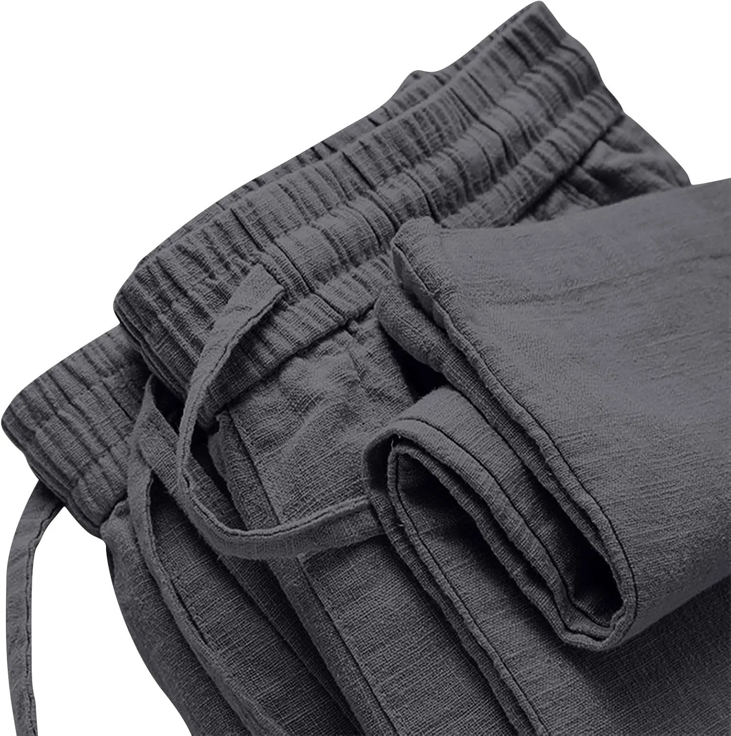 Женские широкие брюки из хлопка и льна, Dark Gray — фото 4