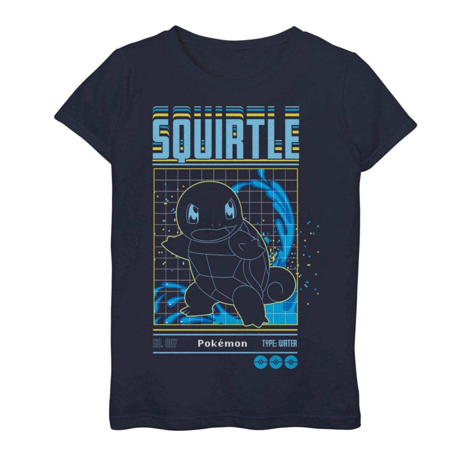 

Футболка с рисунком в виде сетки для девочек Pokemon Squirtle Licensed Character