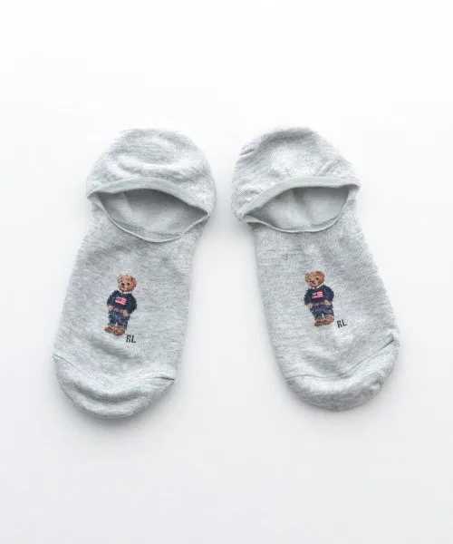 Носки POLO RALPH LAUREN с флаг-медведем, органический хлопок, футкавер, светло-серый