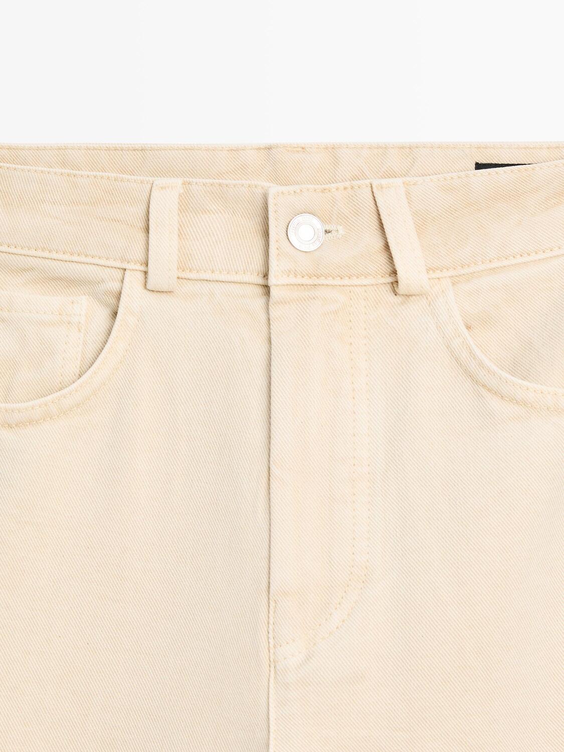 Брюки с низкой посадкой и широкими штанинами Massimo Dutti, vanilla — фото 4