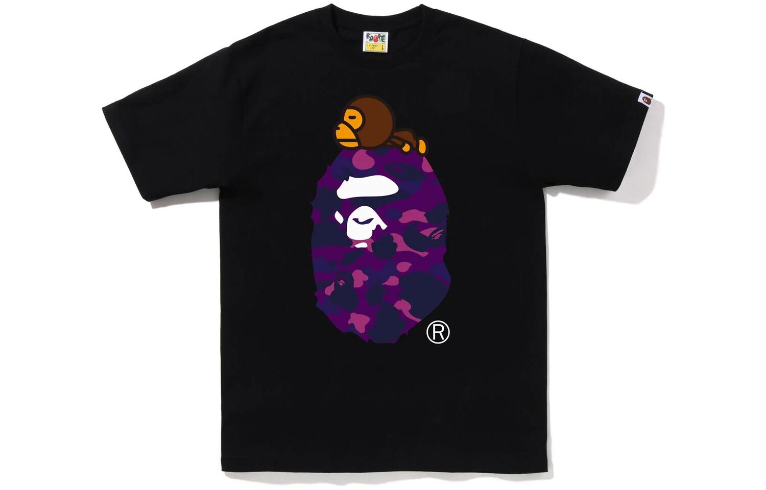 Футболка BAPE Color Camo Milo On Big Ape FW22 A Bathing Ape, черный/фиолетовый — фото 3