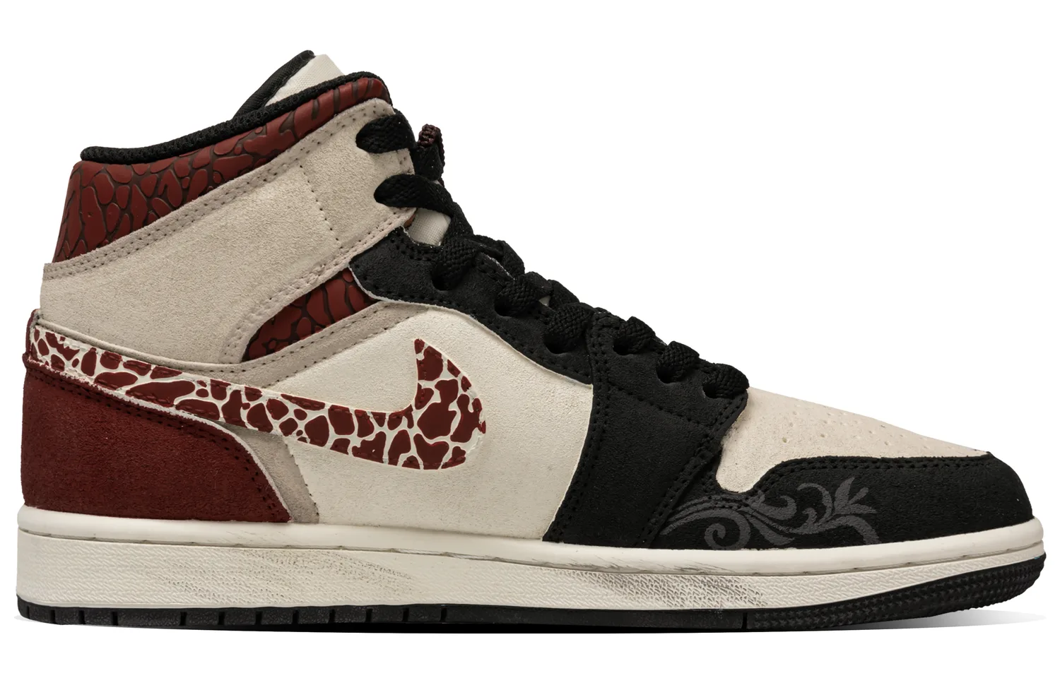 Jordan Кроссовки баскетбольные мужские mid top Air 1 vintage черно-красные — фото 4