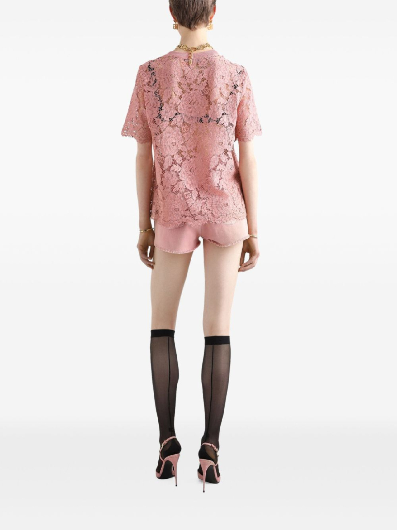 Dolce & Gabbana кружевной топ, розовый — фото 3