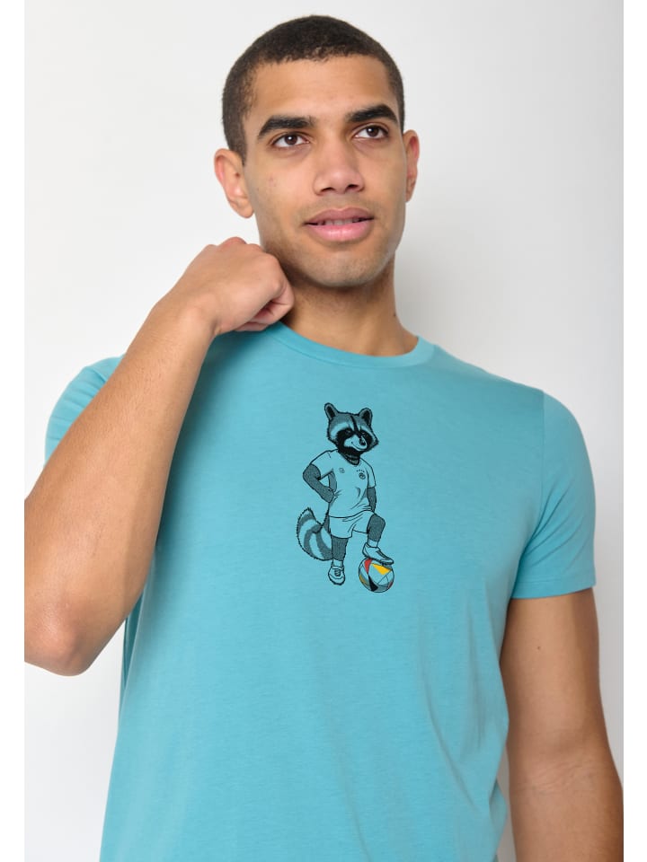 

Футболка с изображением енота в цвете Лимоно-синий GreenBomb