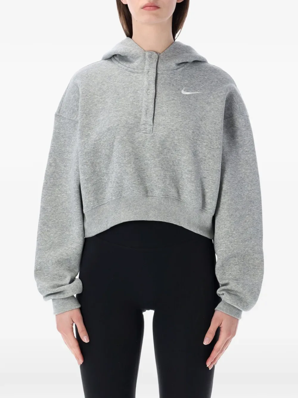 Укороченное худи на пуговицах Nike, серый