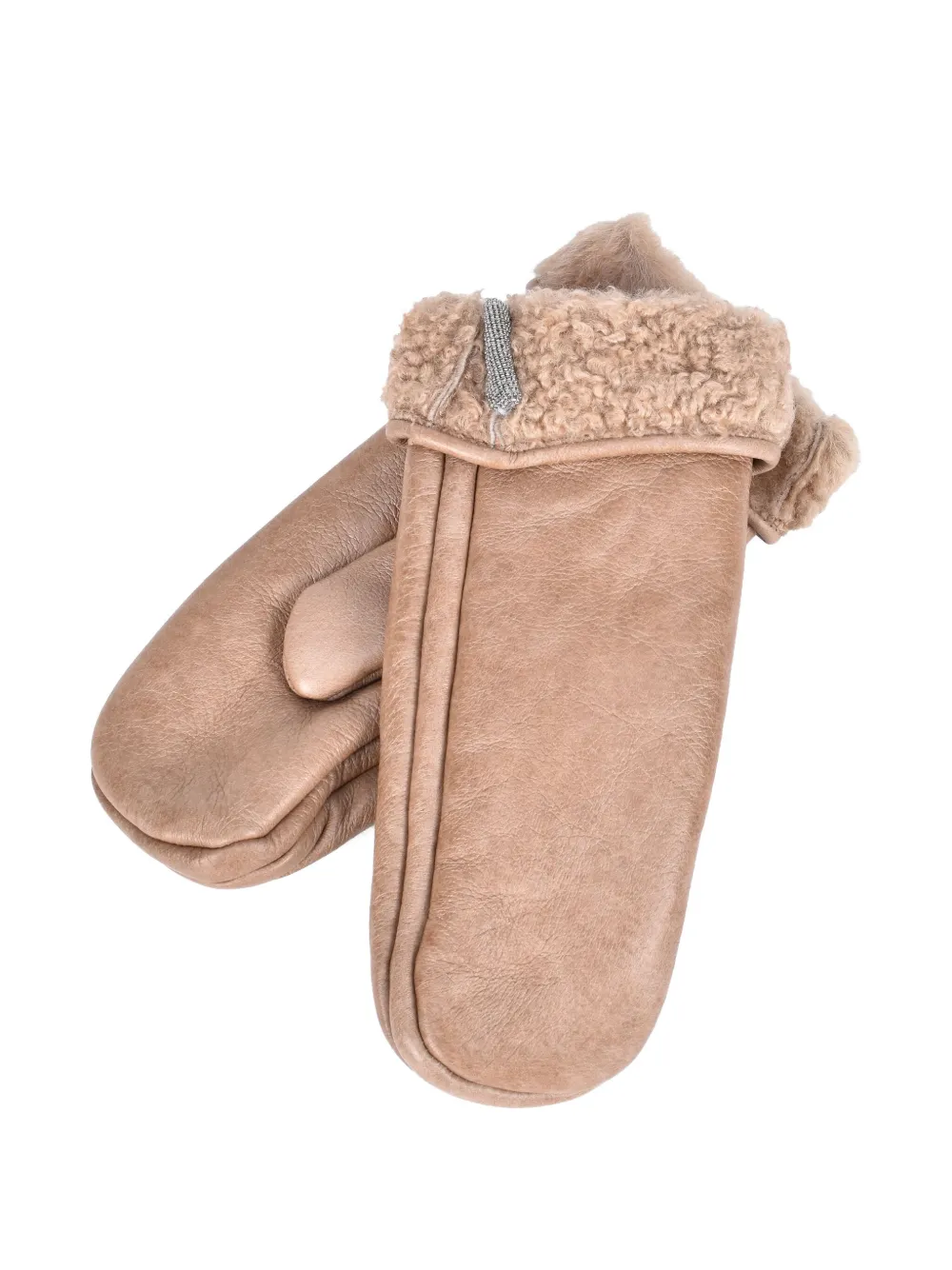 

Перчатки с меховой отделкой Brunello Cucinelli, нейтральный