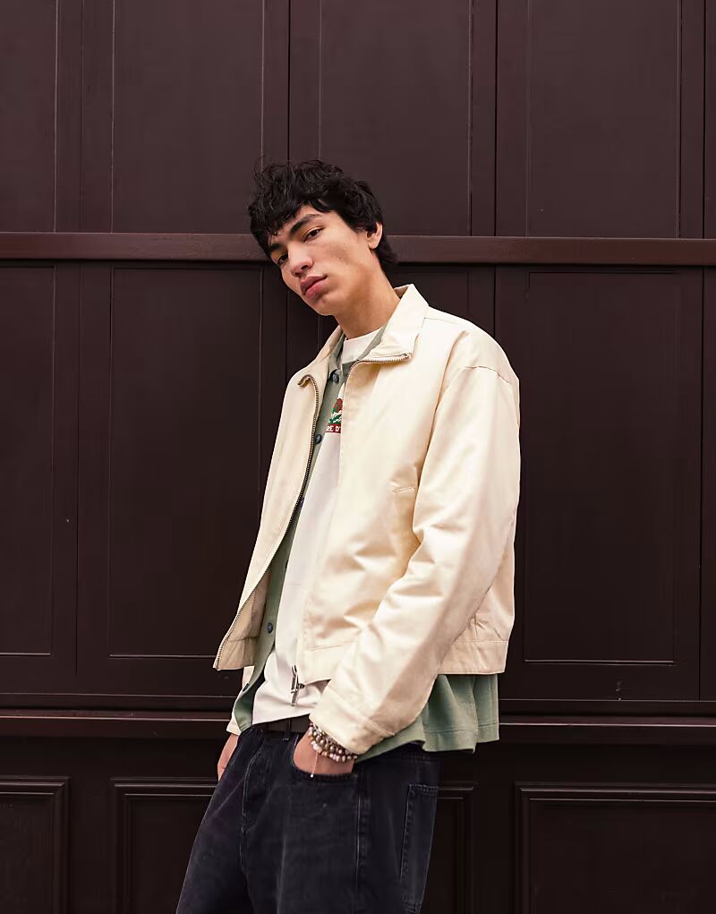

Куртка Topman twill harrington белого цвета, Белый, Куртка Topman twill harrington белого цвета